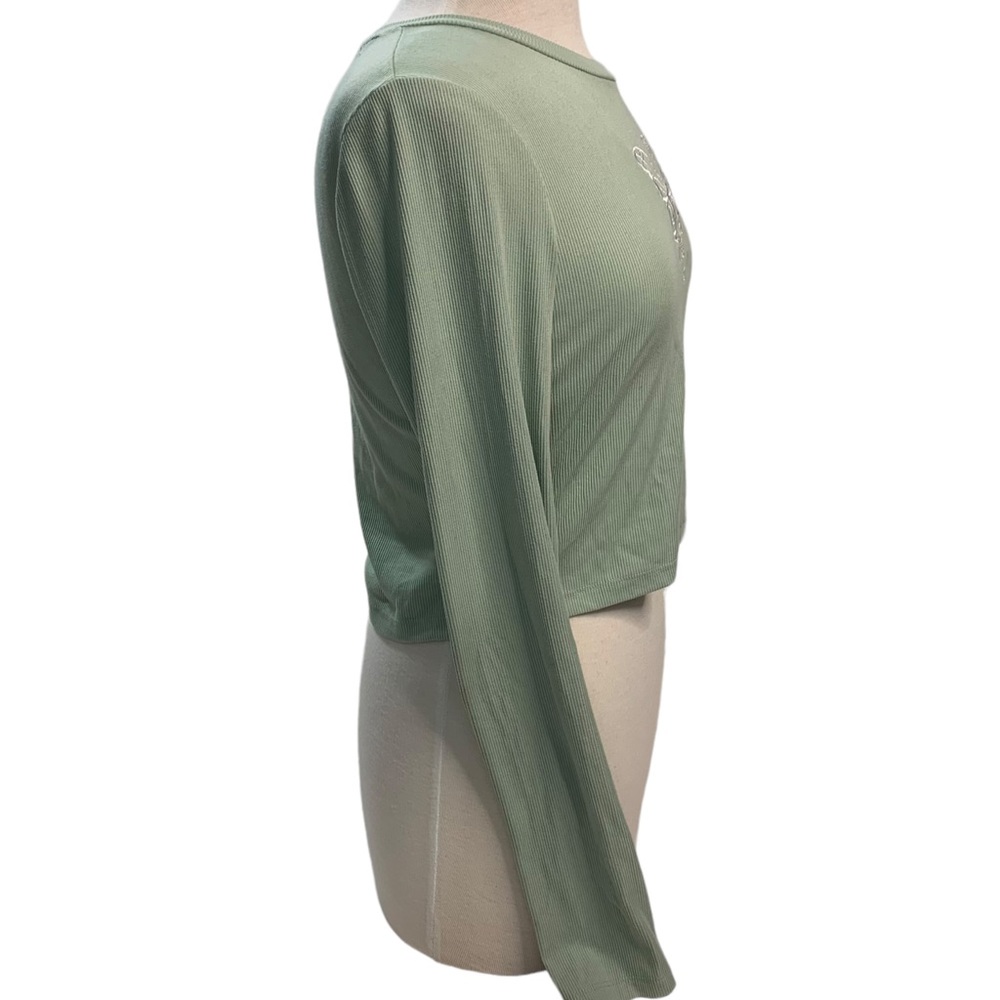 Green Sage Butterfly Ribbed Top - Picture 4 of 9